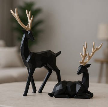 Nordic Geometric Deer Sculptures – Modern Minimalist Home Decor