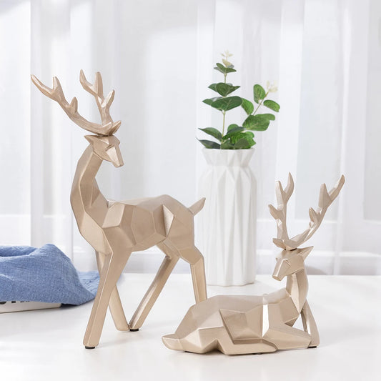 Nordic Geometric Deer Sculptures – Modern Minimalist Home Decor