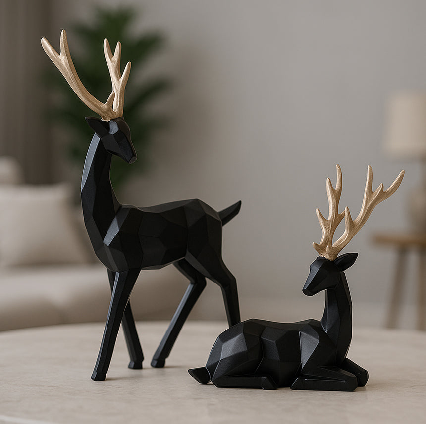 Nordic Geometric Deer Sculptures – Modern Minimalist Home Decor