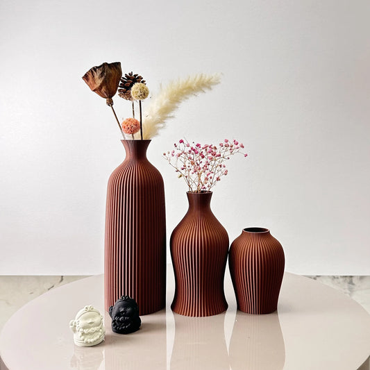 Sculpted Ridge Vase Trio