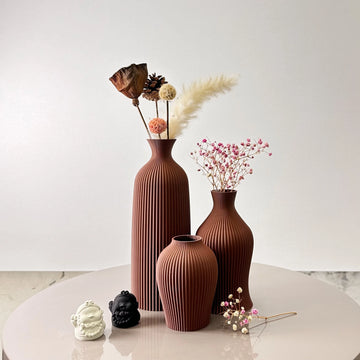 Sculpted Ridge Decorative Vase Trio
